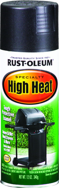 Rust-Oleum 7778-830 High Heat Spray Paint, Satin, Barbecue Black, 12 oz, Aerosol Can