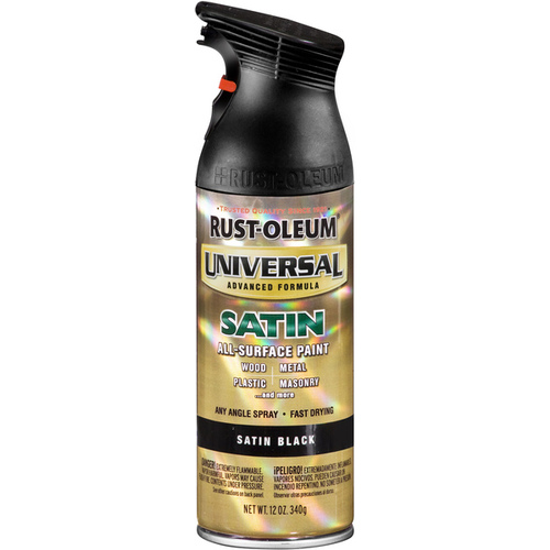 UNIVERSAL Satin Spray Paint, Satin, Black, 12 oz, Aerosol Can