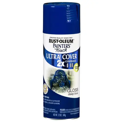 Painter's Touch  2X Ultra Cover  Gloss Spray Paints + Primer, 12 oz, Deep Blue