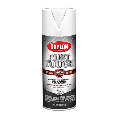 Rust-Preventative Enamel Paint, Semi-Flat, White, 12 oz, Can