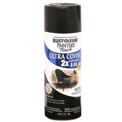 PAINTER'S Touch Satin Spray Paint, Satin, Canyon Black, 12 oz, Aerosol Can