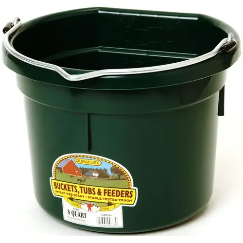 Little Giant P8FBGREEN Plastic Flat Back Bucket 8 Qt - Hunter Green