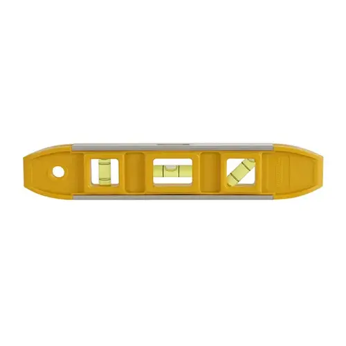 Johnson Torpedo Level, 9 in L, 3-Vial, Magnetic, Aluminum/Rubber, Gray