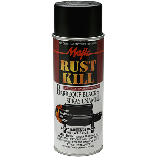 Enamel Spray, Gloss/Matte, Barbecue Black, 12 oz, Aerosol Can