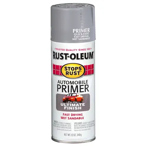 Stops Rust Automotive Primer Sprays, 12 oz, Light Gray, Semi-Gloss Finish