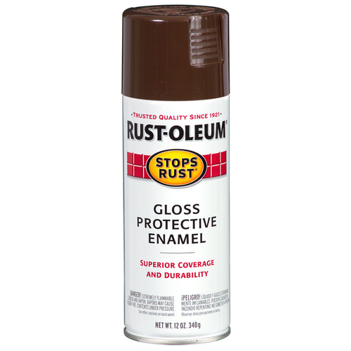 Enamel Protective Paint Stops Rust - Gloss Leather Brown 12-oz Spray