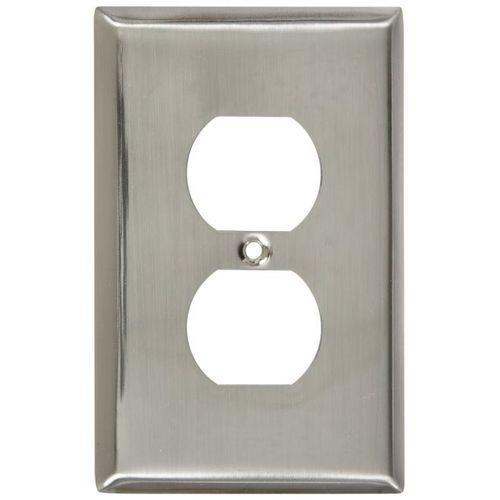 National Hardware Single Outlet Plate S806-067 Satin Nickel Finish