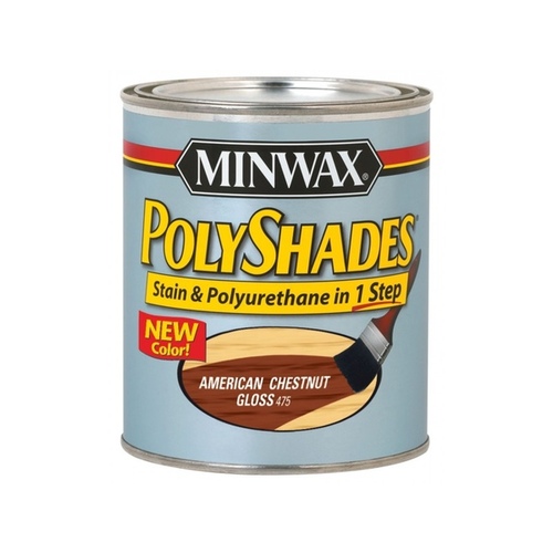 PolyShades 444 Wood Stain and Polyurethane, Gloss, American Chestnut, Liquid, 1 qt, Can