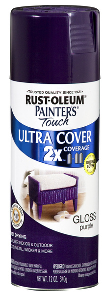 Rust-Oleum 249097 PAINTER'S Touch Gloss Spray Paint, Gloss, Purple, 12 oz, Aerosol Can