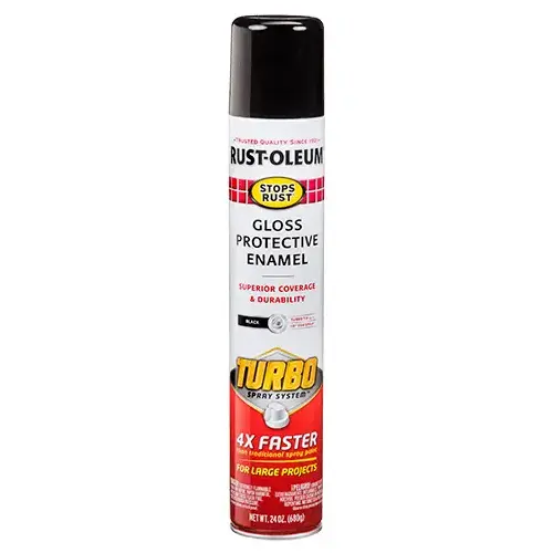 Enamel Spray Paint, Gloss, Black, 24 oz, Aerosol Can - pack of 6