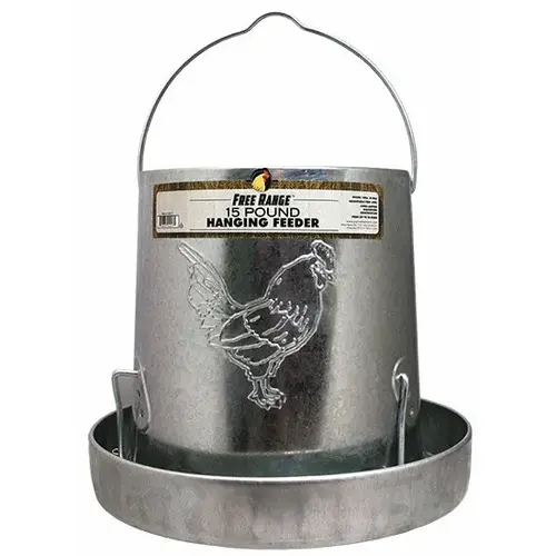 Hanging Poultry Feeder, Galvanized Steel, 15-Lb. Capacity