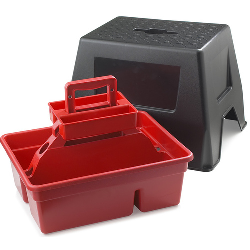 Little Giant DTSSRED Stool and Tote Box 14" H X 16.13" W X 20" D 300 lb. capacity 1 step Plastic Red