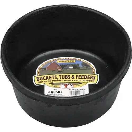 Little Giant HP-1 Feeder Pan DuraFlex 2 qt For Livestock Black