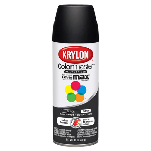 COLORmaxx Spray Paint, Semi-Flat, Black, 12 oz, Aerosol Can