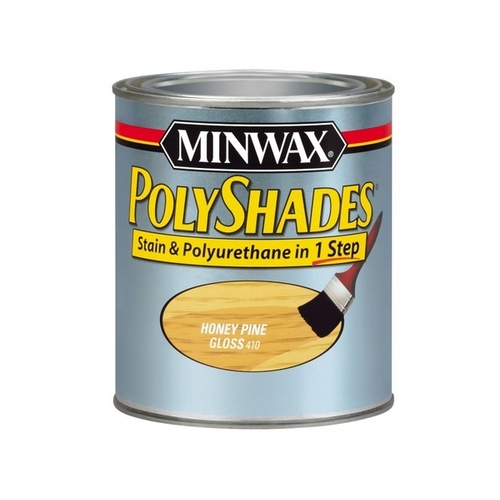 PolyShades 4444 Wood Stain and Polyurethane, Gloss, Honey Pine, Liquid, 0.5 pt, Can