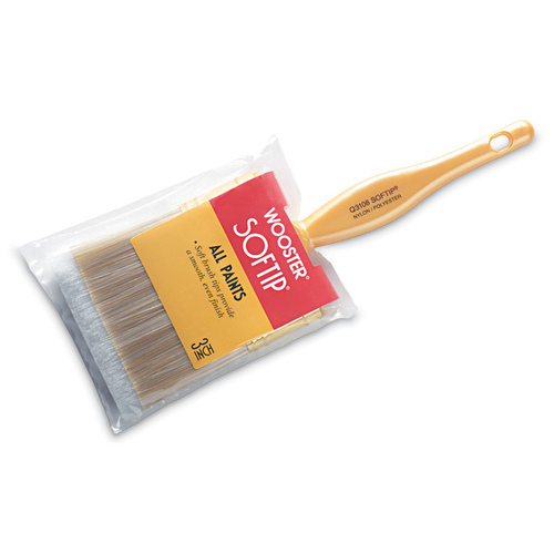 Paint Brush, 2 in W, 2-7/16 in L Bristle, Nylon/Polyester Bristle, Beaver Tail Handle Pearl/White/Yellow