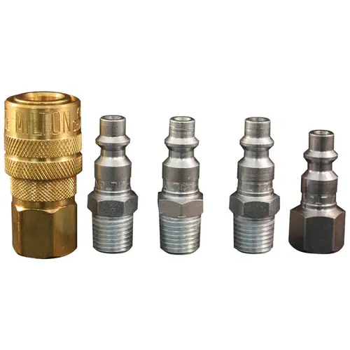 MILTON 5 PC M-STYLE COUPLER & pLUG SET - 1/4" NPT