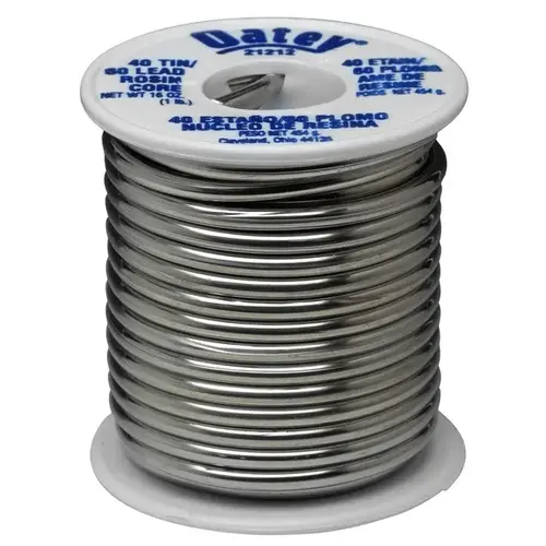 Rosin Core Solder, 1 lb, Solid, Silver, 361 to 460 deg F Melting Point