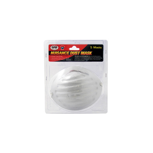 2985 Non-Toxic Dust Mask, Elastic Head Strap, White, 5/PK