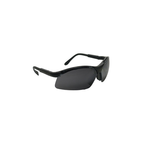 Black Adjustable Temples Safety Glasses Gray Lens