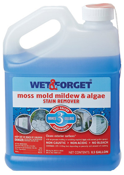 Wet & Forget 800003 Stain Remover, 0.5 gal, Liquid, Slight Almond, Blue