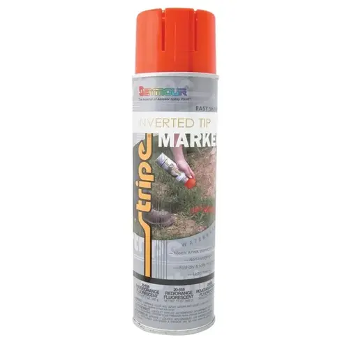 Fast Drying Water Based Marking Paint, 20 fl-oz Aerosol Can, Florescent Red-Orange