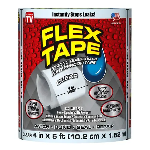 Flex Seal TFSCLRR0405 Repair Tape, 5 ft L, 4 in W, Clear