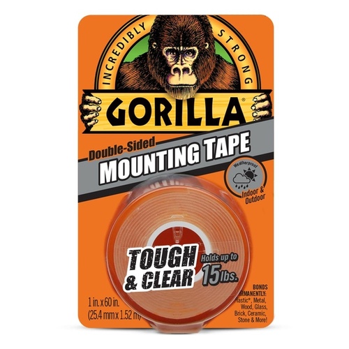 Tough & Clear Mounting Tape, 60 in L, 1 in W, Clear - pack of 6