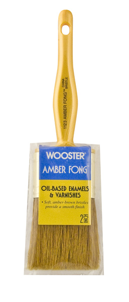 Wooster 1123-2 Paint Brush, 2 in W, 2-7/16 in L Bristle, China Bristle, Beaver Tail Handle Amber Brown/Pearl Yellow