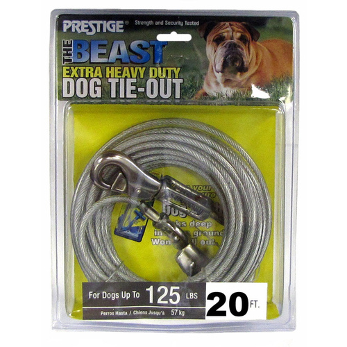 Tie- Out Cable for Extra Large Sized Dog 20' Silver