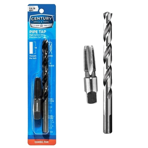 Tap & Drill Bit Set, 1/4-18 NPT, 7/16-In. Drill, 2-Pc.