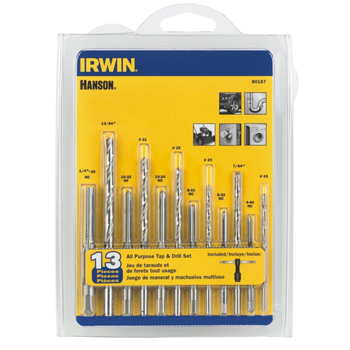 Tap and Drill Bit Set - 135 degree Point - 4-Flute Flute - High-Speed Steel