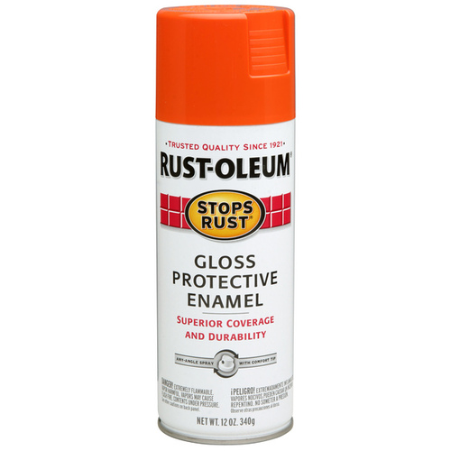 STOPS RUST Protective Enamel Spray Paint, Gloss, Orange, 12 oz, Aerosol Can