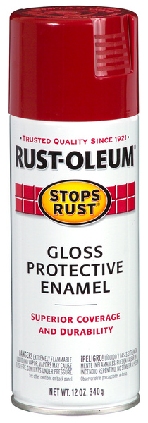 Rust-Oleum 7765-830 STOPS RUST Protective Enamel Spray Paint, Gloss, Regal Red, 12 oz, Aerosol Can