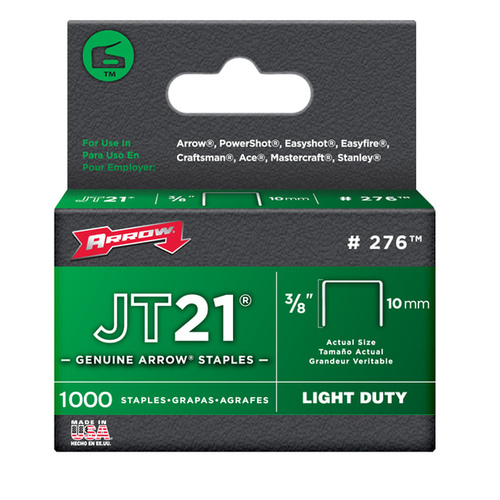 STAPLE FLAT JT21 BX1000 3/8IN Gray - pack of 1000