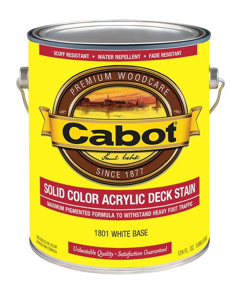 Cabot 140.0001801.007 140.000.007 Deck Stain, Solid, White Base, Liquid, 1 gal