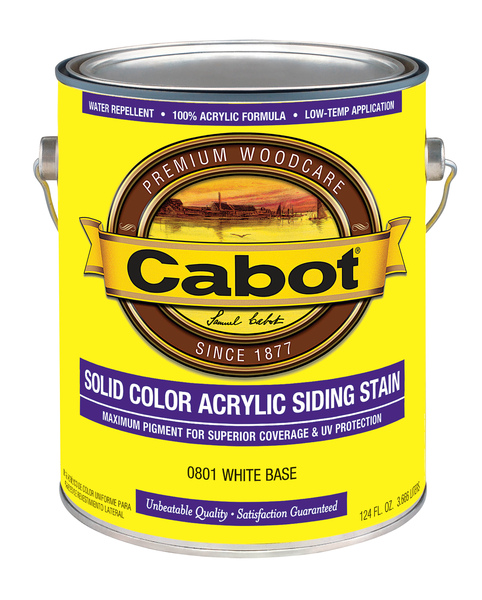 Cabot 140.0000801.007 800 Series 140.000.007 Solid Color Siding Stain, Natural Flat, Liquid, 1 gal, Can White Base