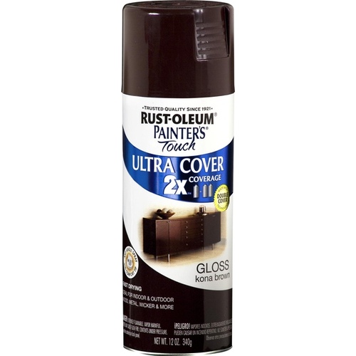 PAINTER'S Touch Gloss Spray Paint, Gloss, Kona Brown, 12 oz, Aerosol Can