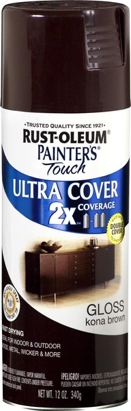 Rust-Oleum 249102 PAINTER'S Touch Gloss Spray Paint, Gloss, Kona Brown, 12 oz, Aerosol Can