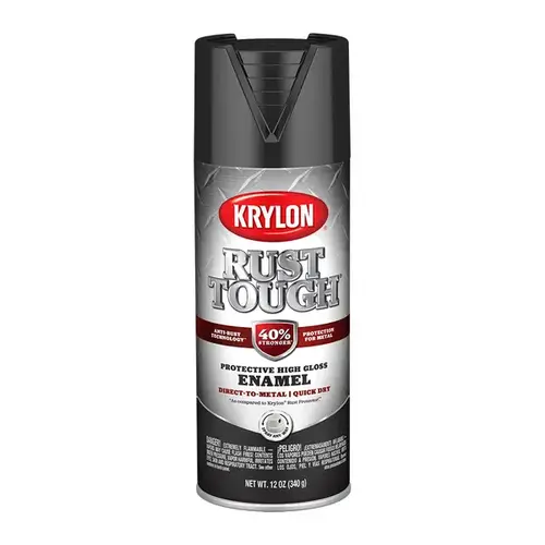 Krylon Industrial K09202008-XCP6 Rust Tough  Aerosol Enamel, 12 oz, Black, Gloss - pack of 6