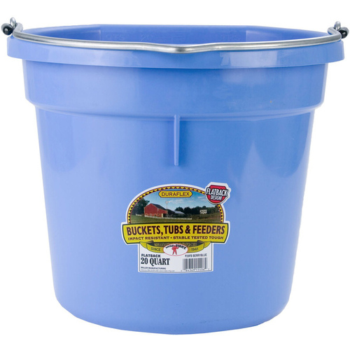 Flat Back Plastic Bucket 20 Qt - Berry Blue