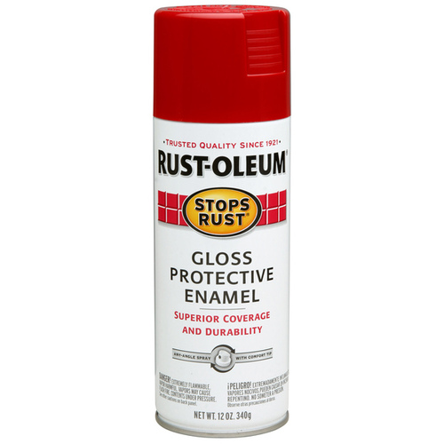 STOPS RUST Protective Enamel Spray Paint, Gloss, Carnival Red, 12 oz, Aerosol Can