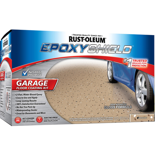 EPOXYSHIELD Garage Floor Coating, Gloss, Tan, 1 gal Can - pack of 2