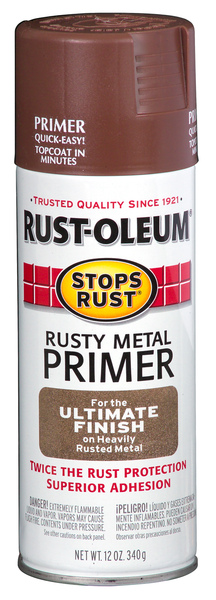 Rust-Oleum 7769-830 STOPS RUST Primer Spray, Rusty Metal, Flat/Matte, 12 oz