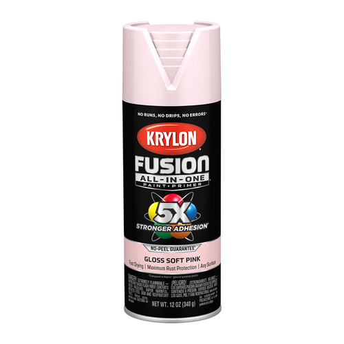 Fusion Primer and Spray Paint, Gloss, Pink Blush, 12 oz, Aerosol Can