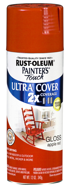 Rust-Oleum 249124 PAINTER'S Touch Gloss Spray Paint, Gloss, Apple Red, 12 oz, Aerosol Can