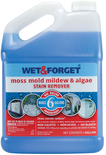 Wet & Forget 800006 Wet & Forget Outdoor - Mold, Mildew, Stain Remover Concentrate 1-Gallon Blue