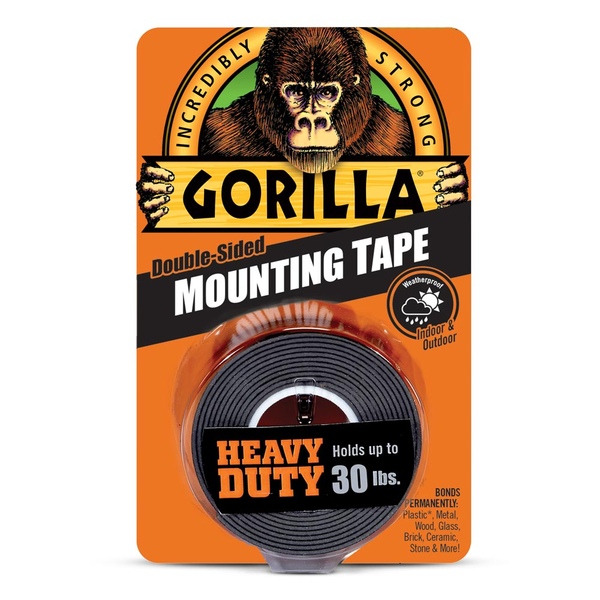 Gorilla 6055002 Gorilla Heavy Duty Mounting Tape Black - Holds 30-lbs