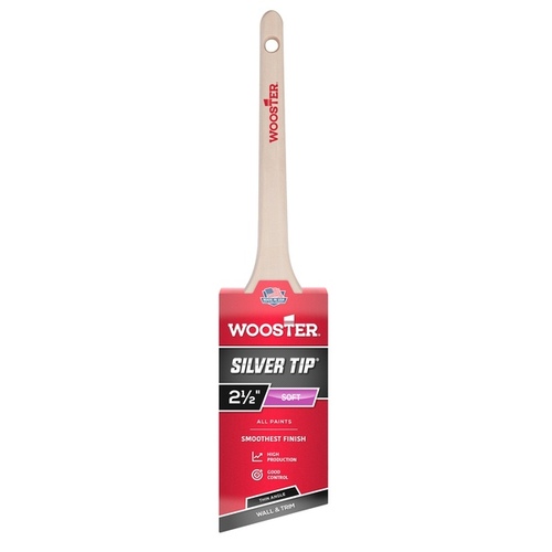 5224-2-1/2 Paint Brush, 2-1/2 in W, 2-11/16 in L Bristle, Polyester Bristle, Sash Handle Silver/White