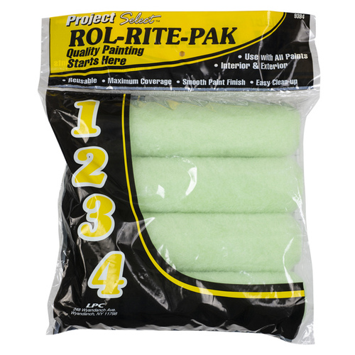 Paint Roller Cover, 3/8 in Thick Nap, 9 in L, Polyester Cover, Green - pack of 4